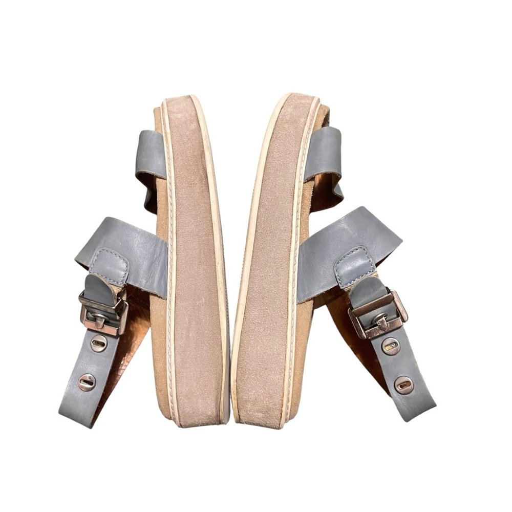 Aquatalia Ash Blue Leather Ankle Strap Wedge Sandal Women's Size 9‎ Comfortable - Picture 16 of 16
